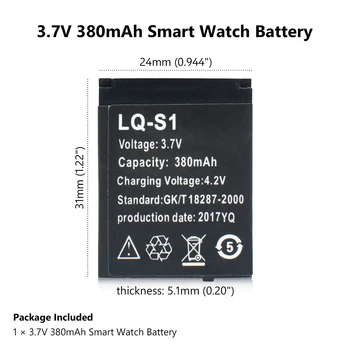 1/2/3/4/5/6/8/10pcs 380mAh Pametno Gledati Baterije LQ-S1 YX-W9B 3,7 V 380mAh Polnilne Li-ion Polymer Baterija Za Smart Watch DZ09