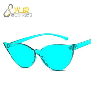 Visoko kakovostne ženske modni 2020 trendovska sončna očala zelena modra oranžna mačka oči, Suh sončna očala brez okvirjev oculos de sol feminino