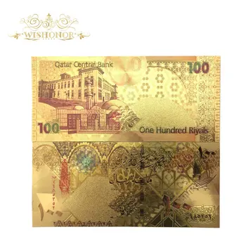 10pcs/veliko Vroče Prodajo Za Barvne Katar Bankovcev Sto Riyals Bankovci v 24k Gold Ponaredek papirnati Denar Za Darilo