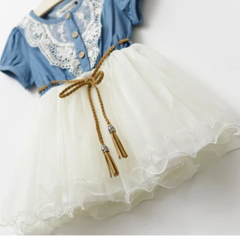 2020 Fant Dekle Obleko Poletje Baby Toddler DressShort Rokav Čipke Princesa Tutu Stranka Obleko Dress1-6Y