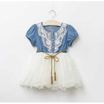 2020 Fant Dekle Obleko Poletje Baby Toddler DressShort Rokav Čipke Princesa Tutu Stranka Obleko Dress1-6Y