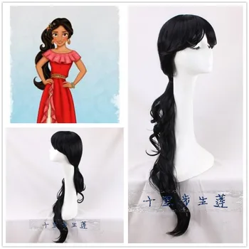 Princesa Elena od Avalor cosplay lasuljo Ženske Elena črna 80 cm dolge kodraste lase lasulja + lasuljo skp