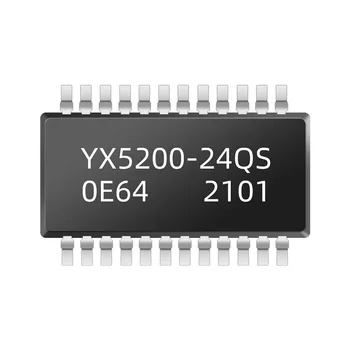 10PCS YX5200-24QS MP3 Čip UART Serijska Vrata, MP3 Čip (Alternativa za YX5200-24SS)