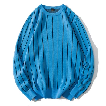 2020 Novo Navpične Črte Sweater Moški Pulover Slim Fit Skokih Knitred Čistega Bombaža Jeseni korejski Slog Priložnostne Oblačila M-3XL