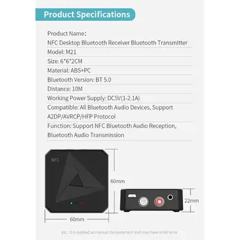 Nove NFC Namizje Bluetooth Sprejemnik BT Oddajnik Bluetooth 5.0 3.5 mm AUX Priključek RCA