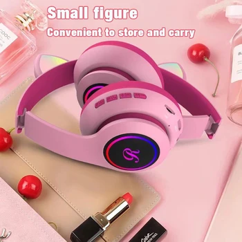 Mačje Uho Brezžične Slušalke Z Mikrofonom LED Hi-fi Stereo Glasbe Bas Bluetooth Slušalke, Mobilni Telefon, Dekle, Hči Odrasli Otroci Glave