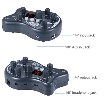 Ammoon PockRock Prenosni Kitara Multi-učinki Procesor Učinek Pedal 15 Učinek Vrst 40 Bobnarskih Ritmov Iskanje Funkcija