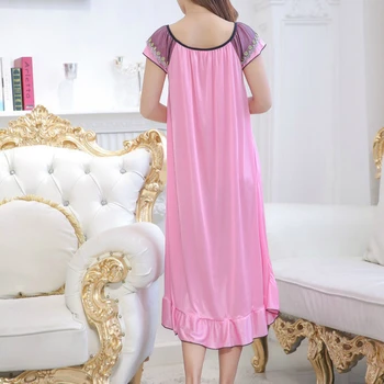 Nightgowns Ženske Mozaik Čipke Stilsko Plus Velikost 3XL Svoboden Seksi Tanke Dihanje Casual Chic Sladko Ženska Homewear Sleepshirt