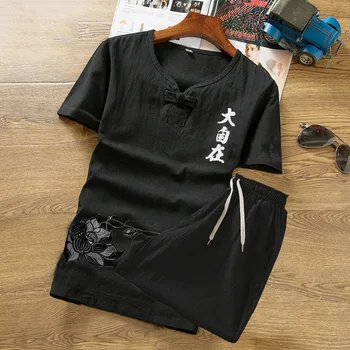 Kratek sleeved majica s kratkimi rokavi moški Proti-vrat Priložnostne obleko hlače, obleke poletje obleko nastavite gumb poletje tiskanja perilo nastavite M-5XL