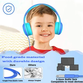 Otroci Zložljive Slušalke Nastavljiv Omejeno Glasnost Slušalke z Okrasnimi Ušes, Fantje, Dekleta, Otroci Žične Slušalke