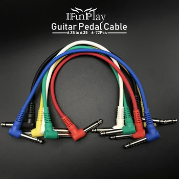 6pcs Multicolor Električno Kitaro Kabli pod Kotom Priključek 6.35, da 6.35 Kabel za Kitare Učinek Pedala Guitarra Obliž Povezavo Kablov