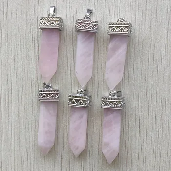 Debelo 6pcs/veliko 2020 nov modni naravni kremen kamen roza puščica obliko obesek za ogrlico nakit ce brezplačna dostava