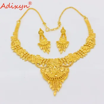 Adixyn Indija Nakit Set Chokers Ogrlica Zlata Barva/Baker Tassel Uhani za Ženske Angažiranosti Darila N06084