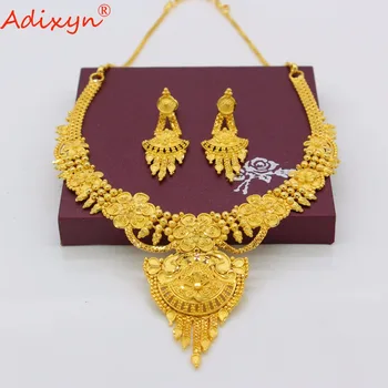Adixyn Indija Nakit Set Chokers Ogrlica Zlata Barva/Baker Tassel Uhani za Ženske Angažiranosti Darila N06084