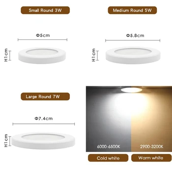 Okrogla LED Ultra-tanek Strop Downlight Notranji Površinski Plošča Lučka AC220V Pod Omarico, Omaro, Kuhinja Pega Razsvetljave Držalo