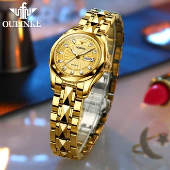 OUPINKE Luxury Gold Mehanska ura Za Ženske Sapphire Kristalno Samodejni Watch Ženske Ročne ure Nepremočljiva relogio feminino