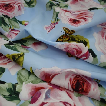 2018 reaktivni barvanje modro dno vrtnice metulji otroške bombažne tkanine za poletje obleko telas por metrih tissu au meter vestidos