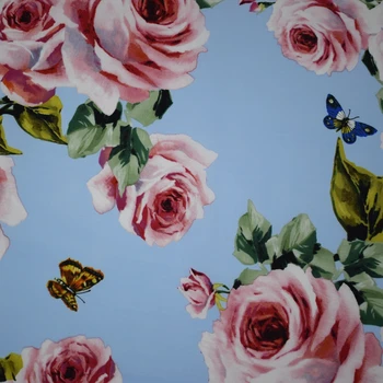 2018 reaktivni barvanje modro dno vrtnice metulji otroške bombažne tkanine za poletje obleko telas por metrih tissu au meter vestidos