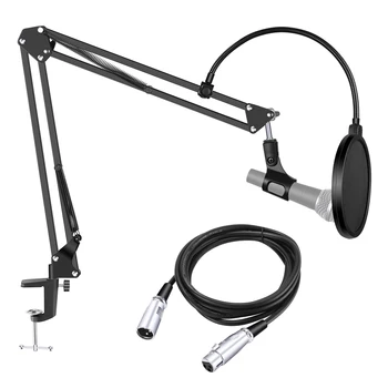 Neewer Stojalo za Mikrofon Roko s Pop Filter+XLR Moški-Ženski Kabel za Kondenzator Mikrofon za Studio Snemanje Oddajanja