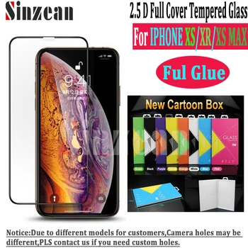 Sinzean 50pcs Za IPHONE 11Pro Max/XR/XS Polno Lepilo 2.5 D Polno kritje kaljeno steklo Za IPHONE 678 Plus Polno Lepilo Screen Protector