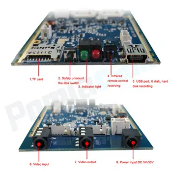 1CH MINI AHD DVR PCB Board 30 fps Varnost Digitalni Video Snemalnik Podporo 128GB SD Kartica podpora OEM , video snemanje DIY