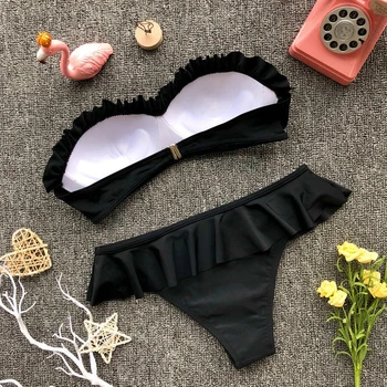 2019 Ženska Oblazinjeni Push-up Bikini Komplet Kopalke, kopalke, Kopalke Nabrati Plažo