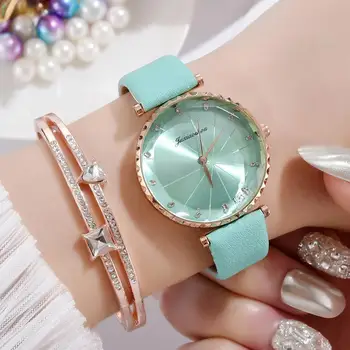 Top Blagovne Znamke Ženske Ure Moda Gradient Izbiranje Usnjeni Trak Reloj Mujer Luksuzni Quartz Dame Watch Ženske Ure Montre Femme