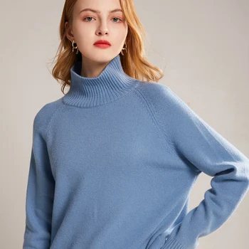 Visoka kakovost visoko vratu puloverju pulover ženske 100 čiste volne 2020 jeseni in pozimi novo pleteni pulover topel pulover barva