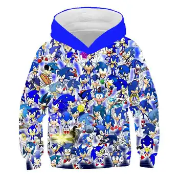 3D Tiskanje Sonic Fantje Hoodies Coats Jeseni, Pozimi Vrhnja oblačila Otroci Hooded Majica Oblačila Otrok Dolgimi Rokavi Pulover Vrhovi