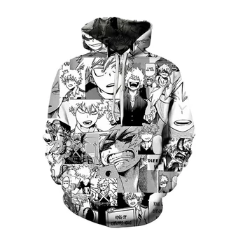 Anime Moj Junak Univerzami Midoriya Izuku Hoodie 3D Tiskanih Kapičastih Pulover Poliester Plašč Deku Unisex Šolskih Uniformah Poletje Vrhovi