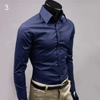 Moški Luksuzni Priložnostne Formalno Majica Dolg Rokav Slim Fit Podjetje Top Majice