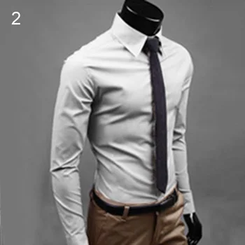 Moški Luksuzni Priložnostne Formalno Majica Dolg Rokav Slim Fit Podjetje Top Majice