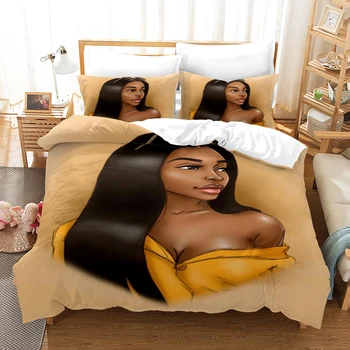 3D Tiskanih Afriki Ženska Seksi, Divje Dekle Rjuhe Kritje za Odrasle Tolažnik Posteljnina Nabor Afriške Posteljo Nastavite Kraljica King Size Postelja Perilo