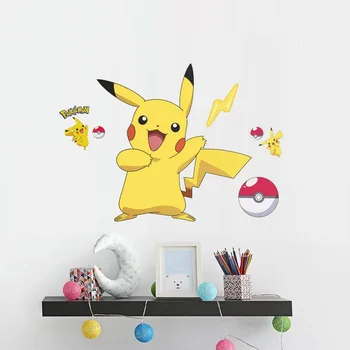 Pokemon Nalepke Anime Slika Pikachu Stenske Nalepke Otrok Spalnica Vrtec Ozadje Deco PVC DIY Nalepke Za Fantje Dekleta