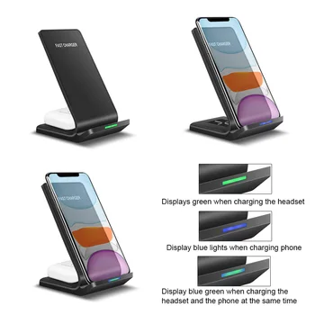 FDGAO 2 v 1 Qi Brezžični Polnilnik 15W Tip C Hitro Polnjenje Stojalo za iPhone 11 XS XR X Airpods Pro Za Samsung S10 S20 Galaxy Brsti