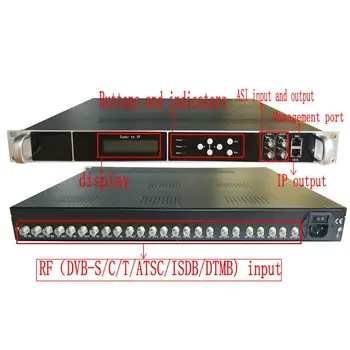12 RF-radijska frekvenca (DVB-S2 / C / T 2/ ATSC / ISDB、DTMB) za IP, ASI, DVB kodo tok sprejemnik sprejemnik digitalni sprejemnik TV prehod