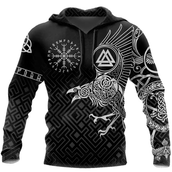 New Viking Tatoo 3D Tiskanih Moški puloverji s kapuco Harajuku Moda Hooded Majica Jeseni Unisex Ulica hoodie sudadera hombre WS-119
