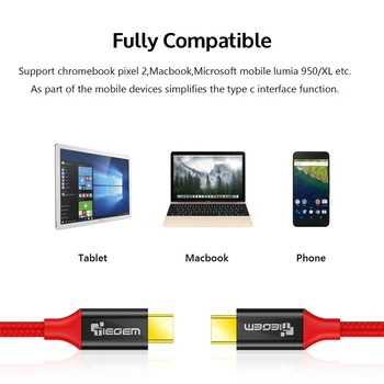 TIEGEM USB Tip C Moški-Tip-C Kabel USB Moški-C Hitro Polnilnik, Kabel za Samsung Galaxy S8 S9 Opomba 9 Huawei P10 P20 za Xiaomi 8