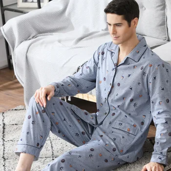 Novo mens pajama nastavite bombažno pižamo spanja hlače dva sklopa visoko kakovostne mode za tiskanje pižame, moške velikosti domov storitev ZZG75