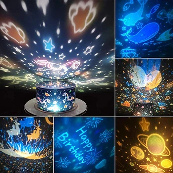 Projektor Noč Svetlobe z Glasbeno skrinjico in 6 Projekcija Filmov 360 Rotacijski Zvezdnato Nebo Projektor Lučka za Otroke Spalnica Vrtec Deco