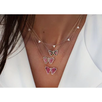 925 sterling srebro cz choker ogrlica 2018 novo obliko trikotnika tri AAA bela cz čar povezavo verige očarljive ženske verige nakit