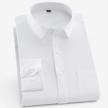 MFERLIER jeseni dolgimi rokavi moški obleko srajce 7XL 8XL 9XL večjo velikost podjetja velika 10XL 14XL smart casual človek 48 bela, modra majica