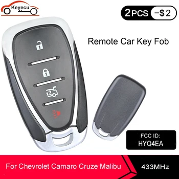 KEYECU Smart 3+1 4 Gumb za Daljinsko Ključni Fob 433MHz z ID46 Čip za Chevrolet Camaro Cruze Malibu FCC: HYQ4EA z zasilni ključ