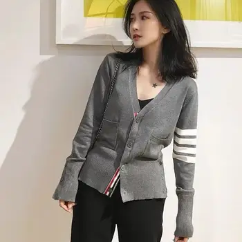 Ženske barva, pletene cardigan novi korejski slog nekaj ohlapen pulover sivi plašč