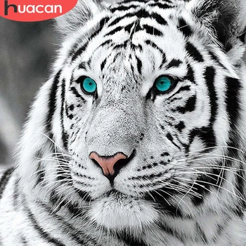 HUACAN Celoten Kvadratni/Krog Sveder Diamantni Vezenje Tiger Mozaik Navzkrižno Šiv 5D DIY Diamond Slikarstvo Živali Dekoracijo Doma