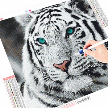 HUACAN Celoten Kvadratni/Krog Sveder Diamantni Vezenje Tiger Mozaik Navzkrižno Šiv 5D DIY Diamond Slikarstvo Živali Dekoracijo Doma