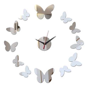 Novo diy en obraz iglo quartz stenska ure akrilnega materiala, stenske ure, kratek slog metulj dekor stenske nalepke dnevna soba