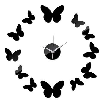 Novo diy en obraz iglo quartz stenska ure akrilnega materiala, stenske ure, kratek slog metulj dekor stenske nalepke dnevna soba