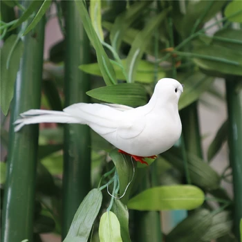 12 Kos DIY Umetne Obrti Simulacije Pene Ptica Belo Pero Travnik Figur Okras za Poročno Dekoracijo Stranka Dodatki