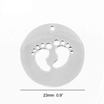 Risul baby foot toe čare obeh straneh ogledalo polirani za osebno tiskanja neaklace čar iz nerjavečega jekla 10pcs